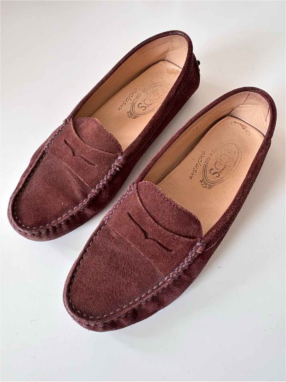 Tod's || Gommino Suede‎ Driving Shoes Loafers Flats Brown Burgundy 36.5